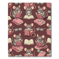 Whimsical Reading Mouse and Book Illustration Rug