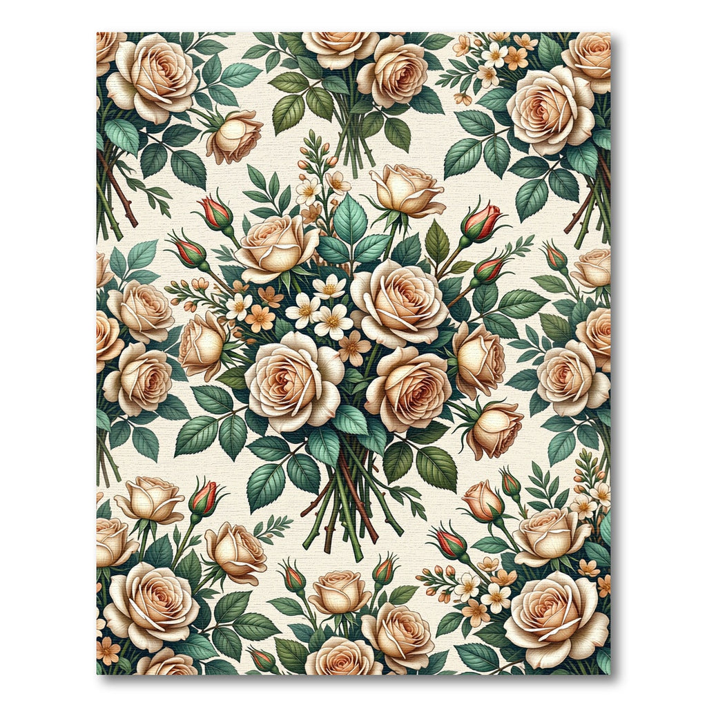 Elegant Cream Rose Bouquet Floral Rug