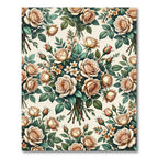 Elegant Cream Rose Bouquet Floral Rug