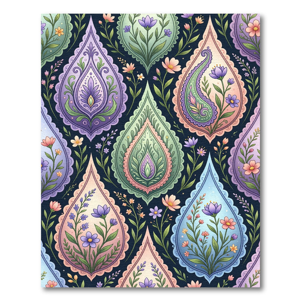 Whimsical Floral Paisley Teardrop Tapestry Rug