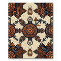 Earthy Orange Lantern Compass Adventure Compass Rug