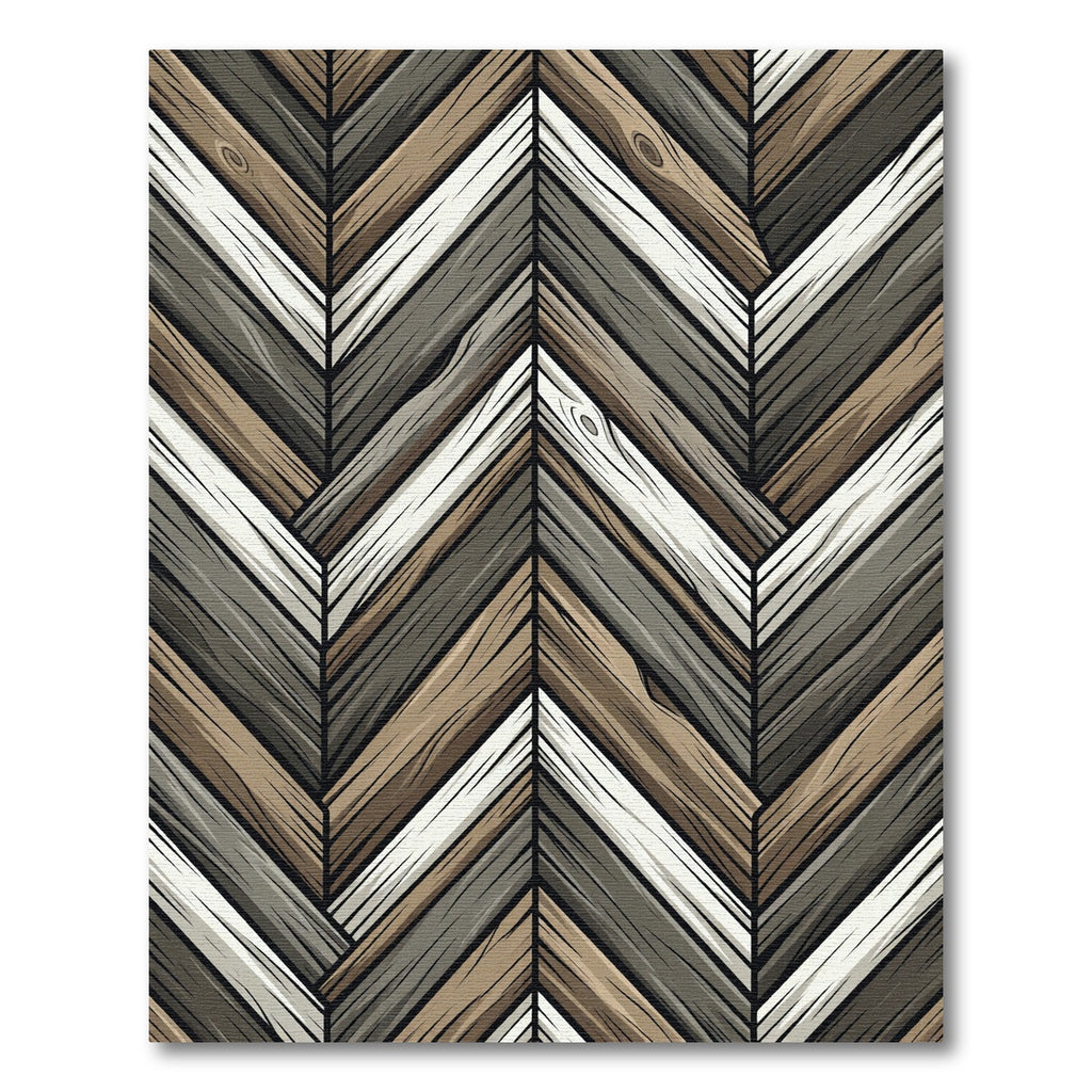 Rustic Wood Grain Chevron Pattern Rug