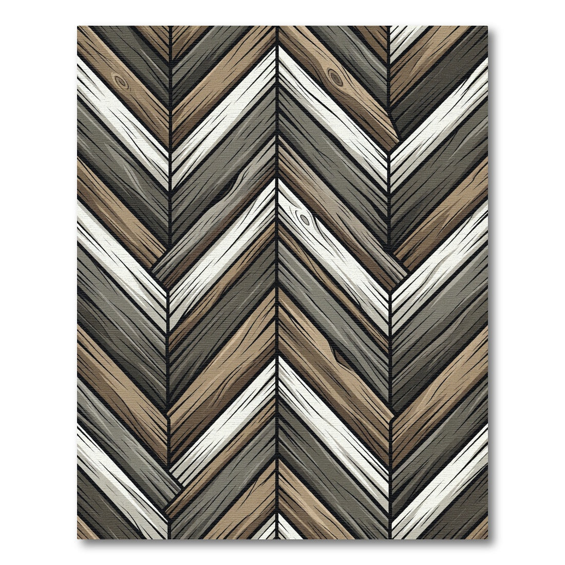 Rustic Wood Grain Chevron Pattern Rug