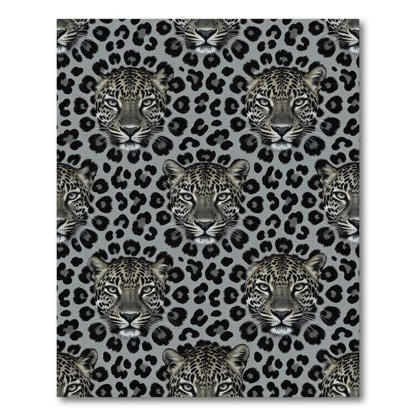 Grey Leopard Face Repeating Animal Rug
