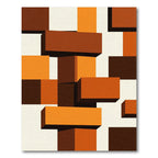 Modern Geometric Block Abstract Terracotta Rug