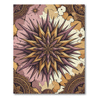Golden Purple Spiky Starburst Mandala Rug