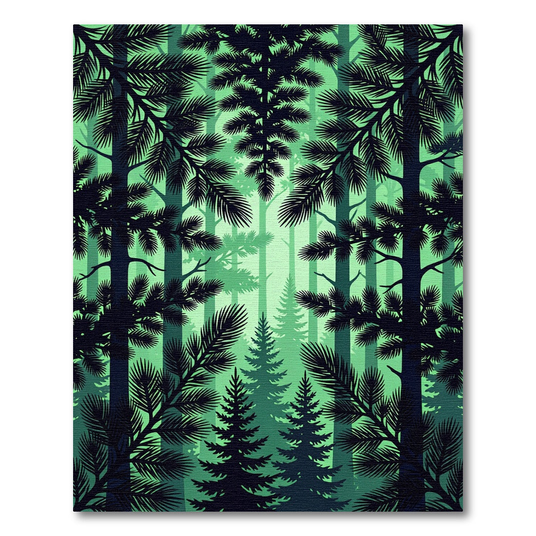Emerald Forest Pine Silhouette Rug