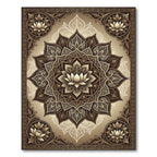Earthy Bronze Ornate Lotus Medallion Rug
