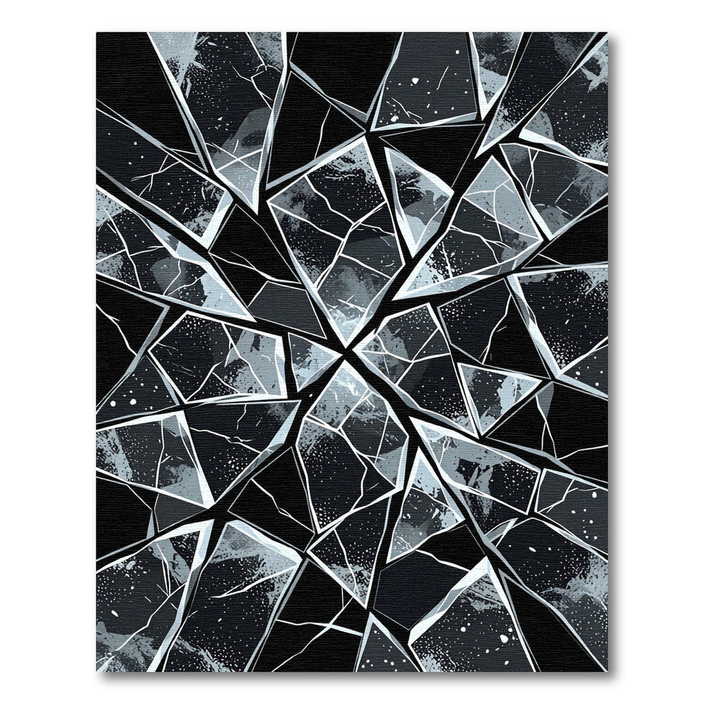 Modern Monochromatic Shattered Geometric Art Rug