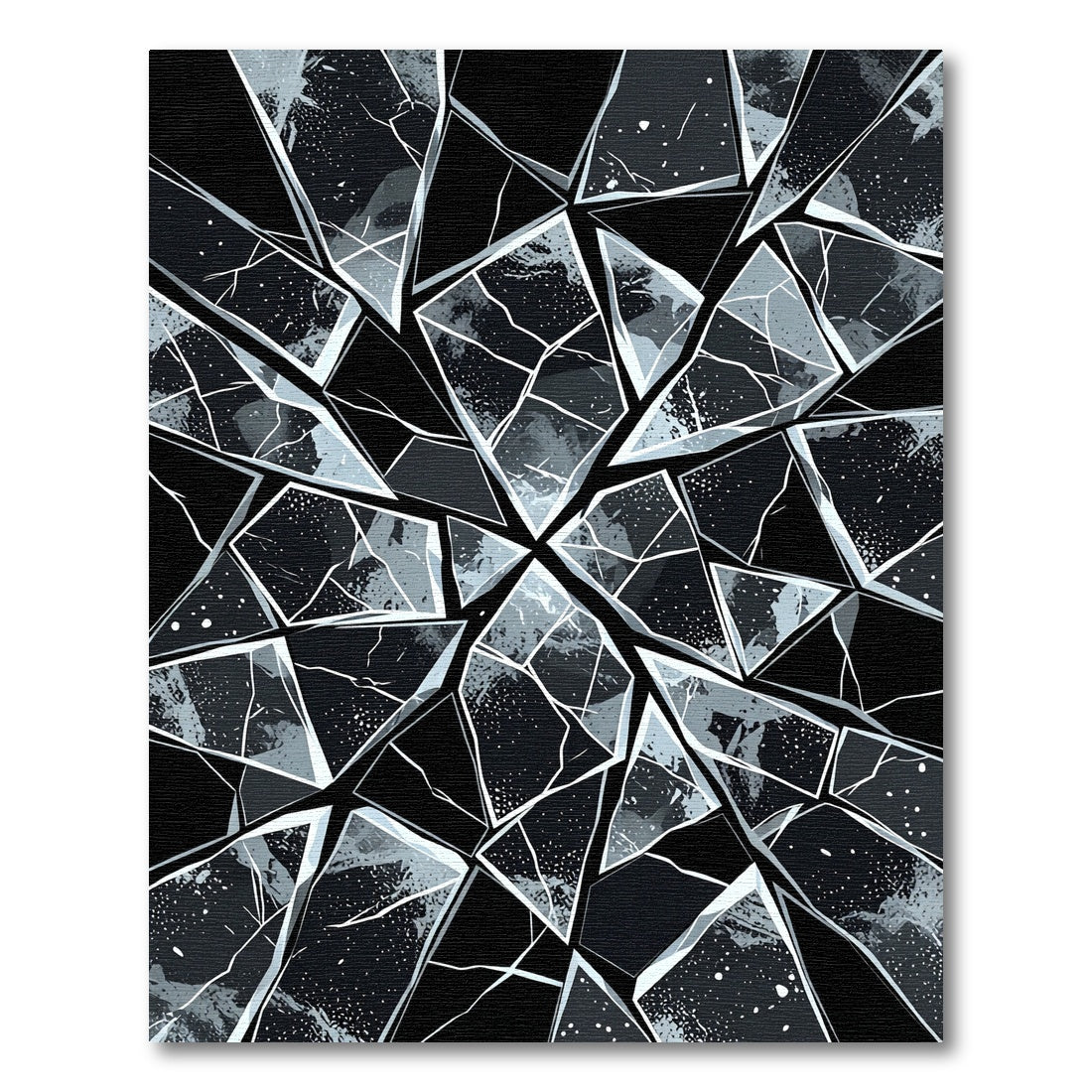 Modern Monochromatic Shattered Geometric Art Rug