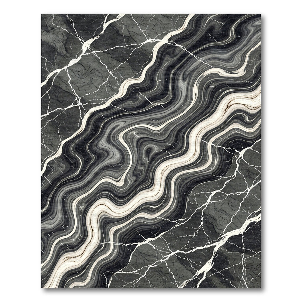 Modern Abstract Monochrome Liquid Marble Rug