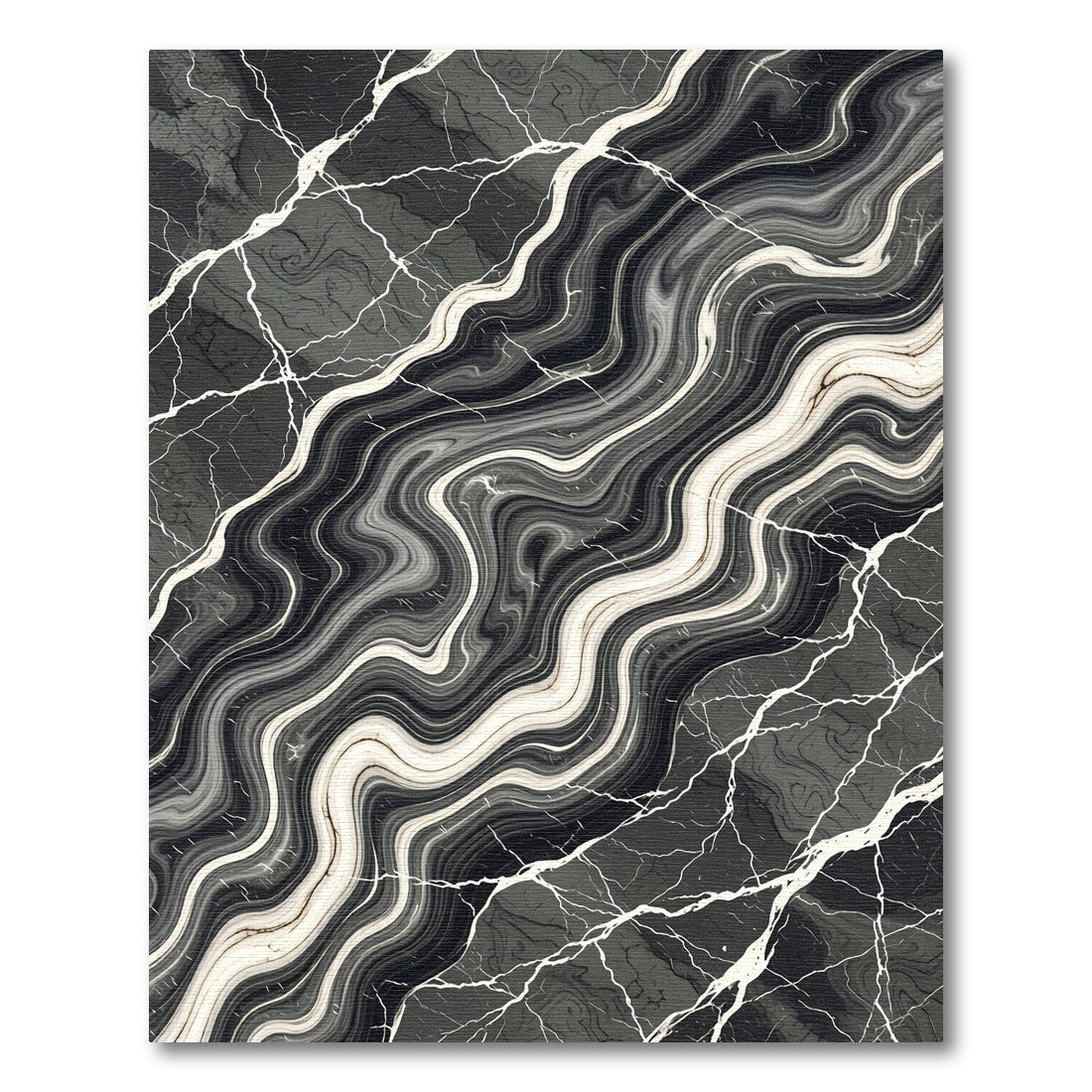 Modern Abstract Monochrome Liquid Marble Rug