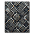 Ornate Interlocking Gray Square Medallions Rug