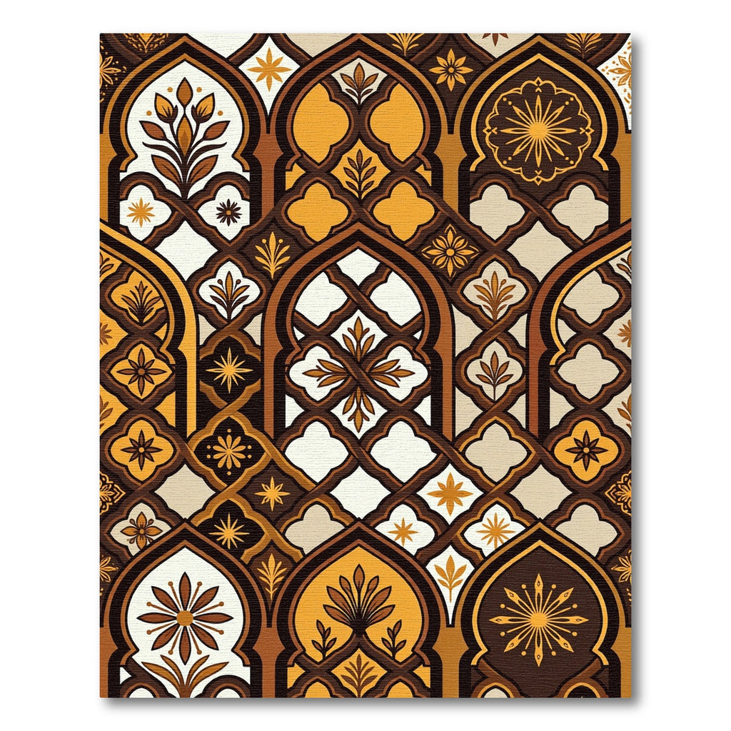 Elegant Golden Arch Floral Tile Rug