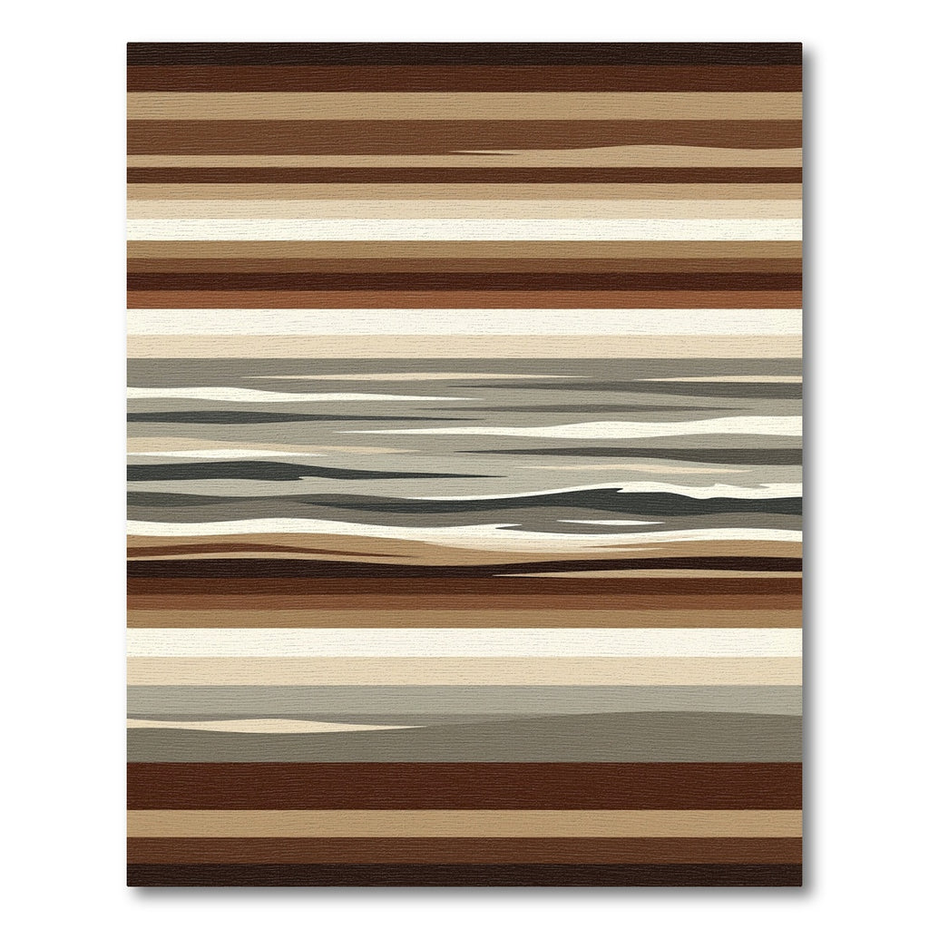 Earthy Horizontal Striped Layered Abstract Rug
