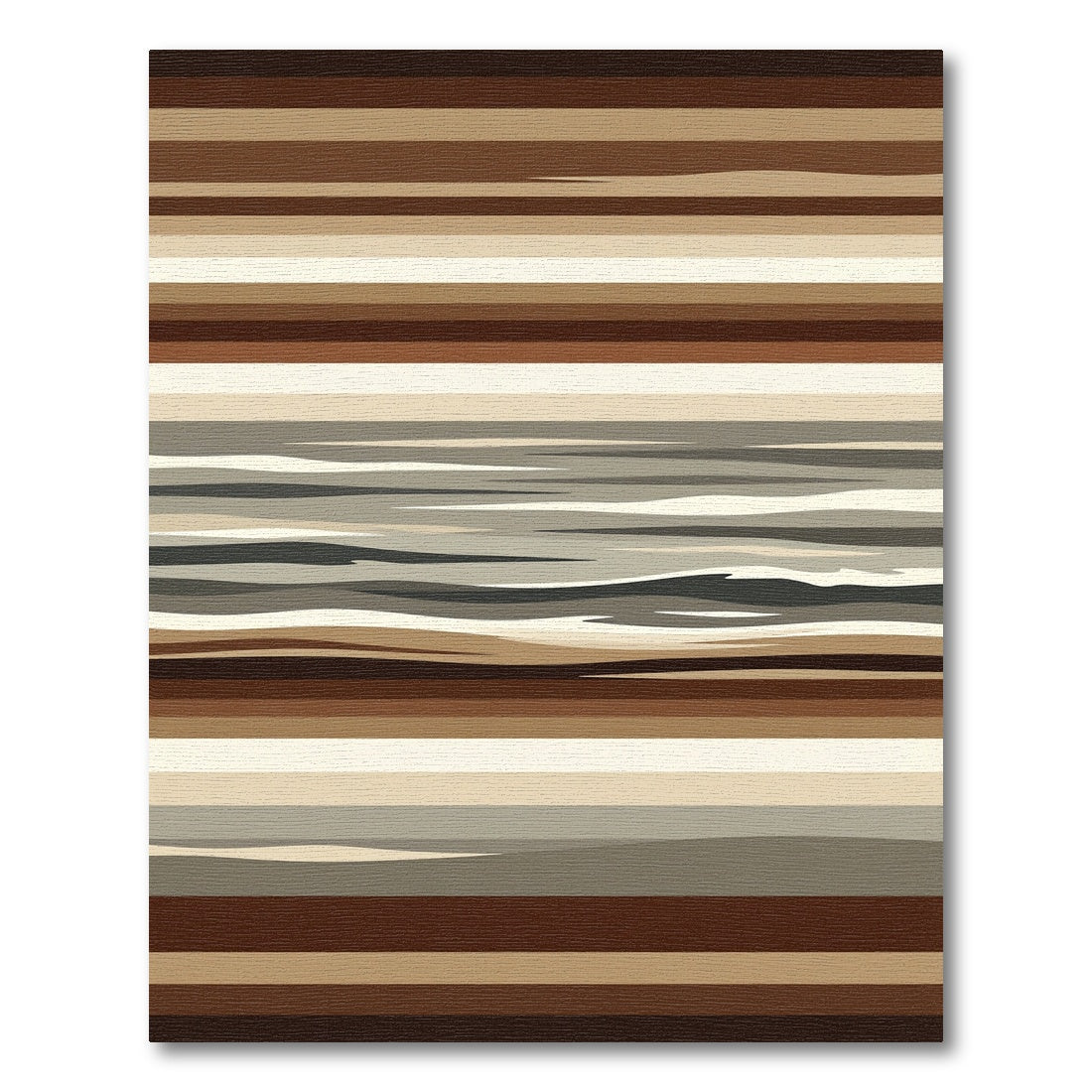Earthy Horizontal Striped Layered Abstract Rug