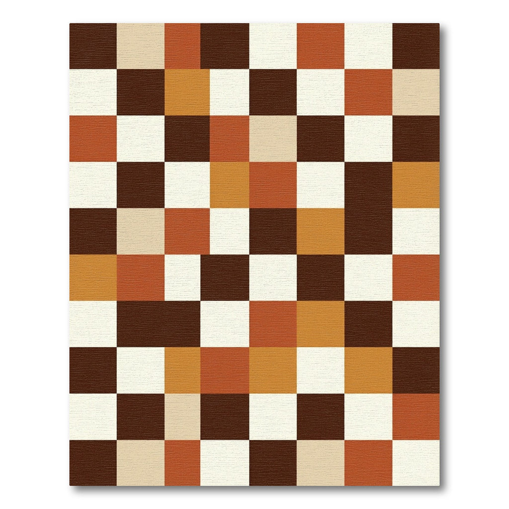 Retro Checkerboard Earth Tone Squares Rug