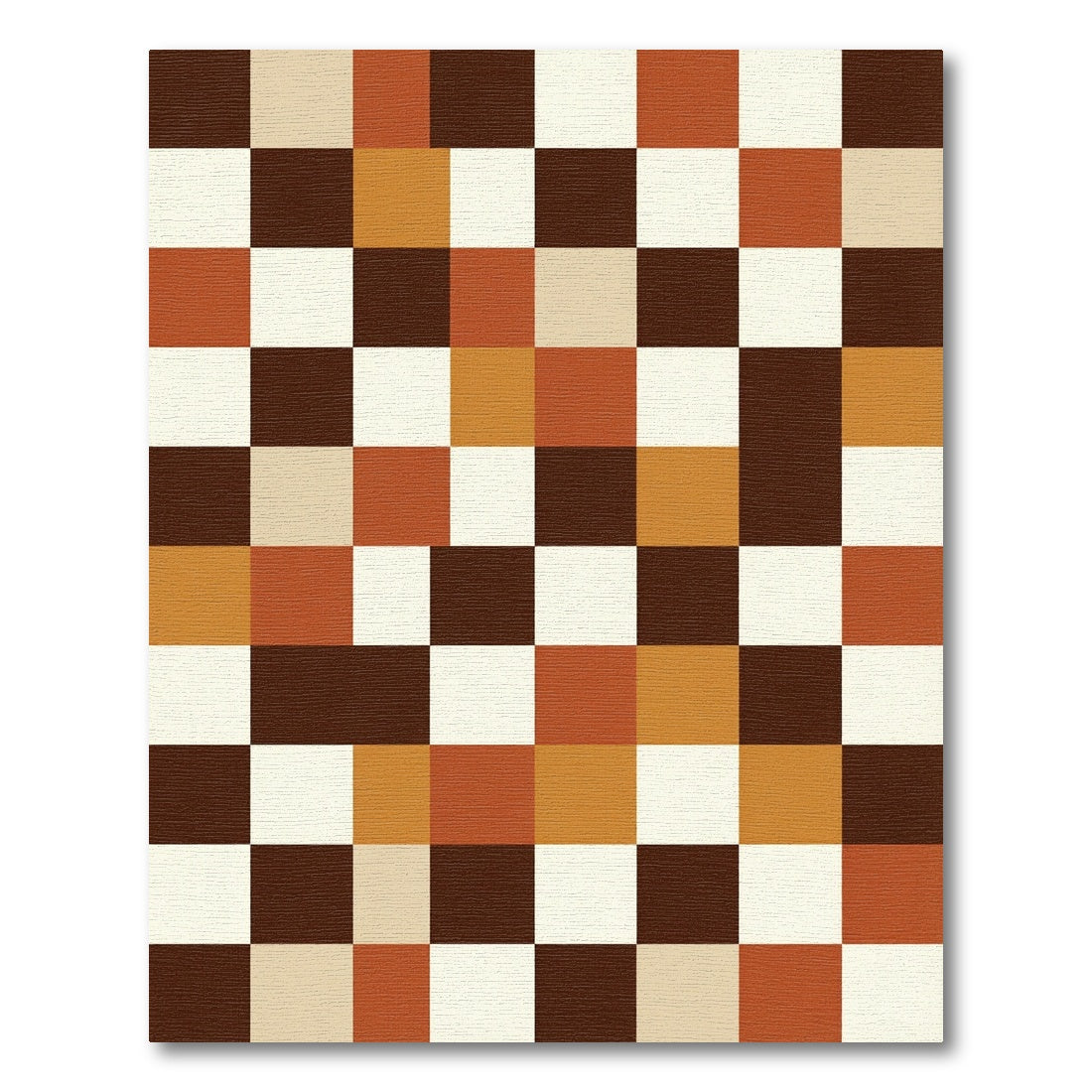 Retro Checkerboard Earth Tone Squares Rug