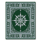 Elegant Green White Floral Medallion Rug