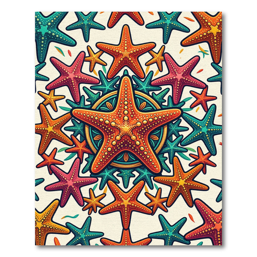 Vibrant Coastal Vibrant Starfish Mandala Rug