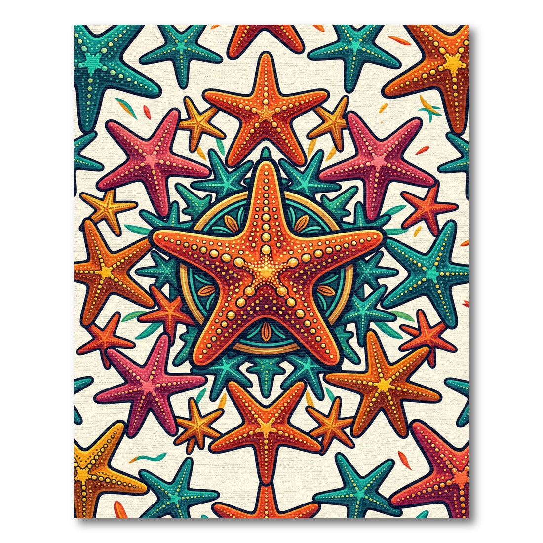 Vibrant Coastal Vibrant Starfish Mandala Rug