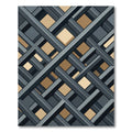 Geometric Charcoal and Gold Lattice Rug