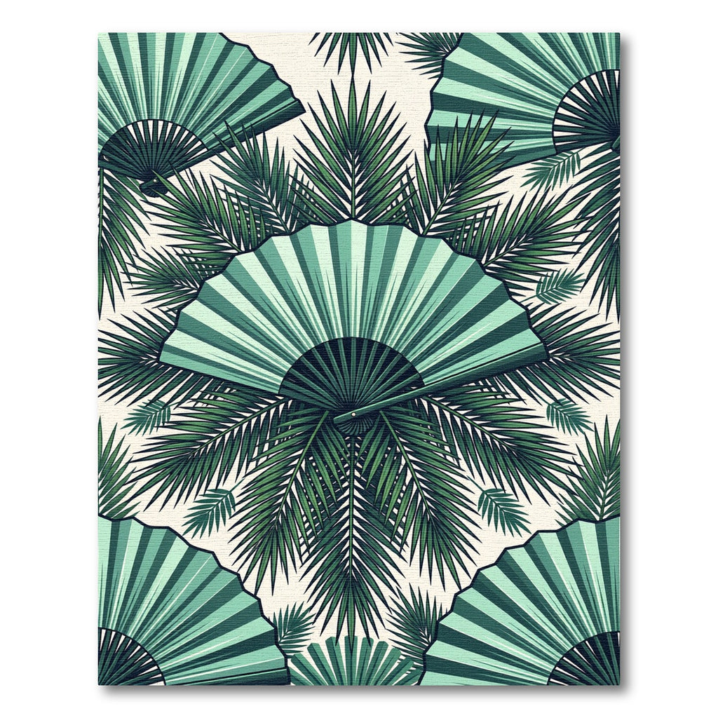 Emerald Fan Palm Leaf Composition Rug