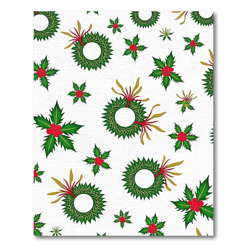 Green Holly Wreath Festive Holiday Rug