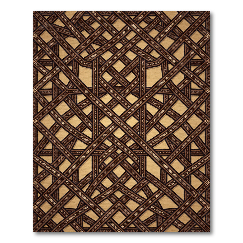 Bronze Geometric Interlocking Lattice Weave Rug