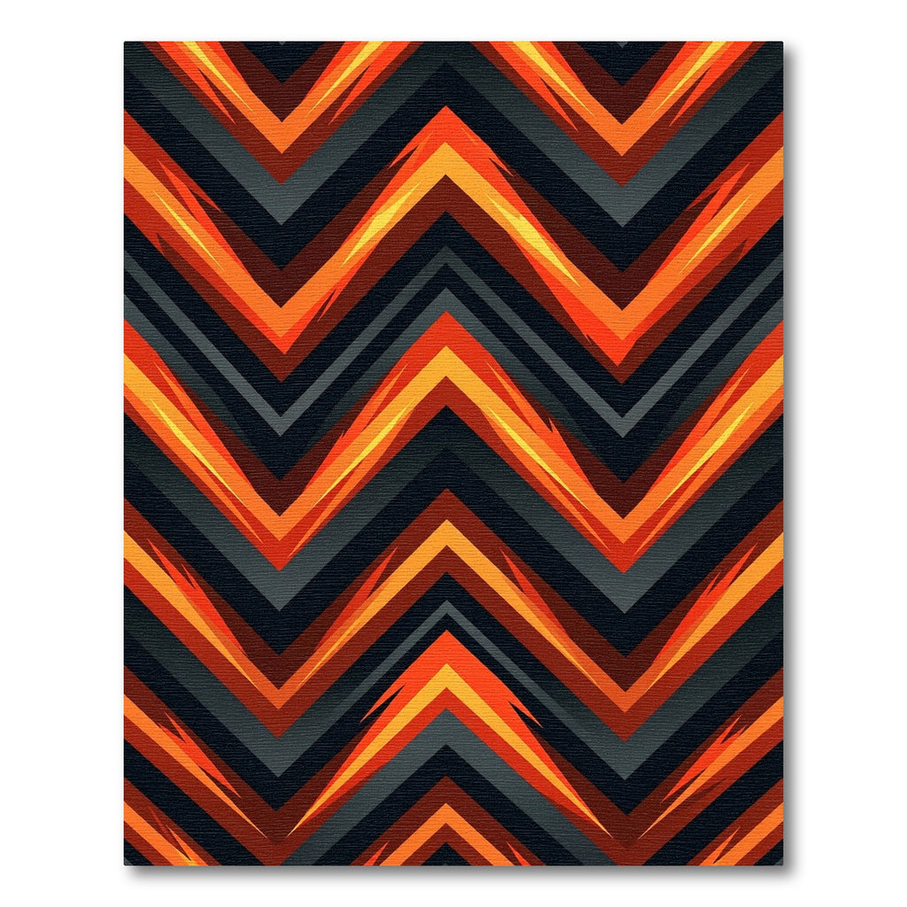 Vibrant Orange Fire Chevron Zigzag Rug