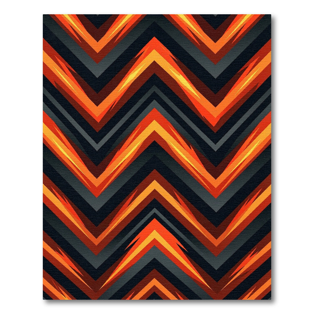 Vibrant Orange Fire Chevron Zigzag Rug