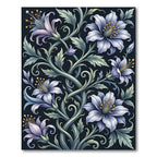 Elegant Blue Lily Twining Botanical Art Rug