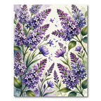 Watercolor Lilac Floral Botanical Garden Rug