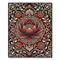 Crimson Lotus Floral Medallion Accent Rug