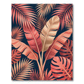 Coral Pink Tropical Leaf Arrangement Rug