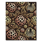 Golden Zebra Leopard Baroque Ornament Rug