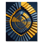 Golden Yellow Dark Blue Infinite Staircase Rug