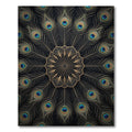 Golden Peacock Feather Mandala Medallion Rug