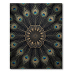 Golden Peacock Feather Mandala Medallion Rug