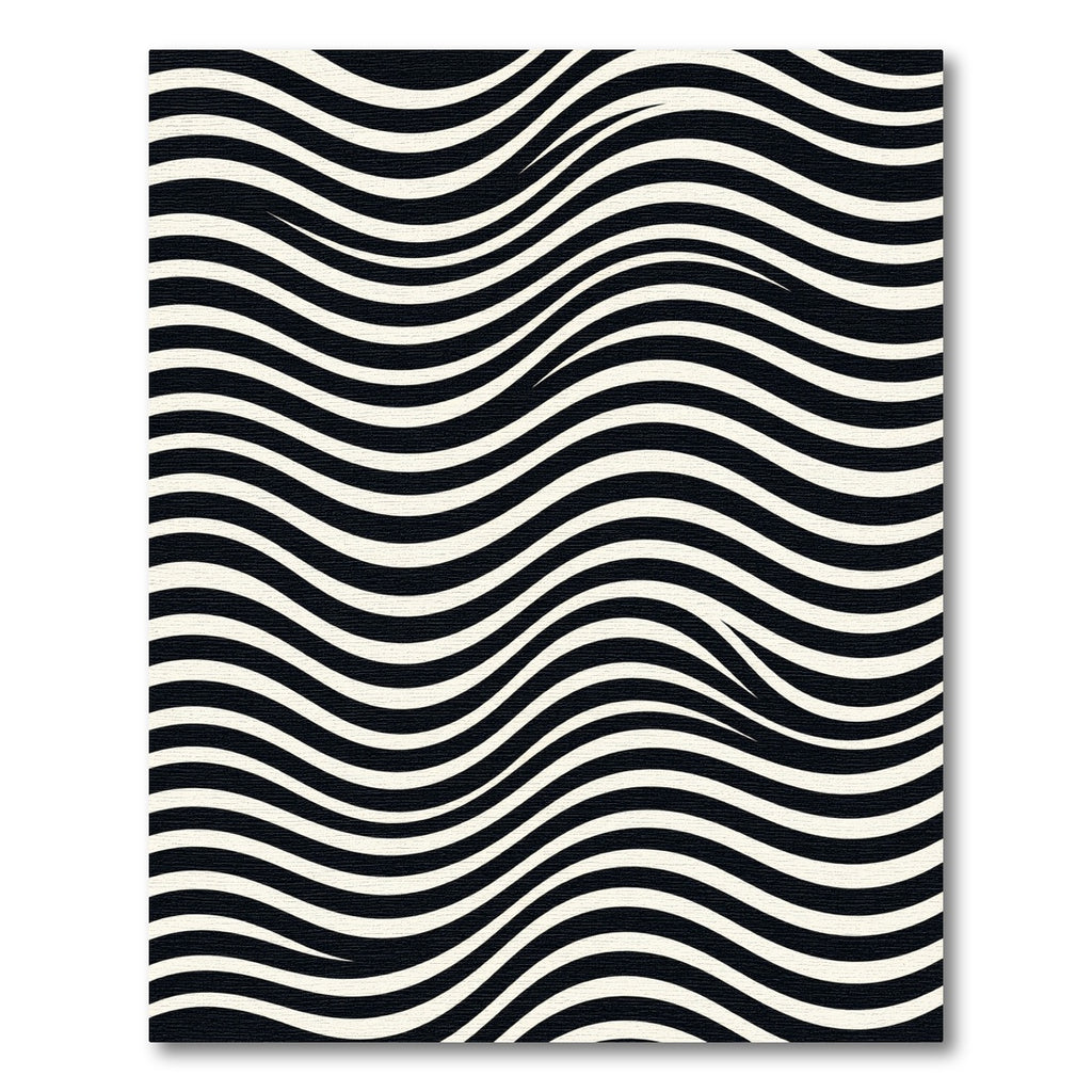 Black White Wavy Stripe Illusion Rug
