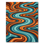 Abstract Liquid Teal and Orange Wave Rug