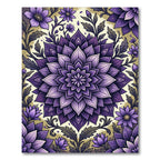 Radiant Purple Dahlia Floral Mandala Rug