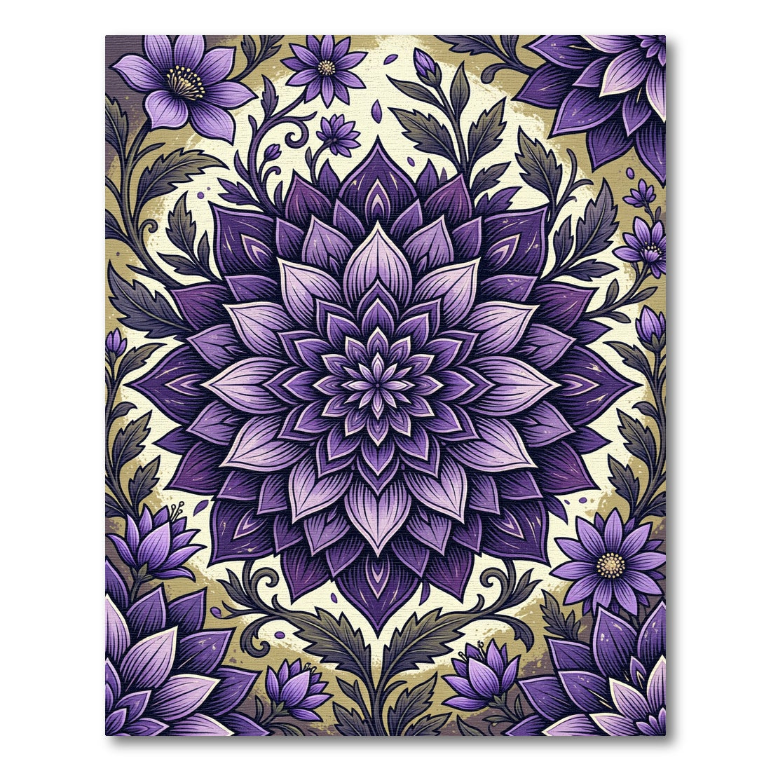 Radiant Purple Dahlia Floral Mandala Rug