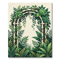 Lush Green Tropical Foliage Arch Rug