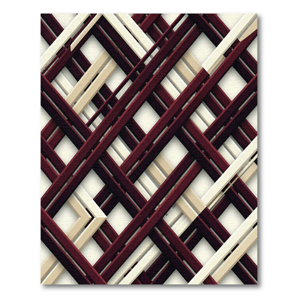 Crimson Beige Intersecting Lines Rug
