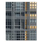 Modern Yellow Gray Linear Grid Rug