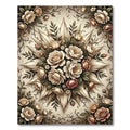 Elegant Cream Floral Bouquet Medallion Rug