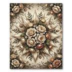 Elegant Cream Floral Bouquet Medallion Rug