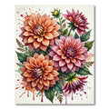Vibrant Watercolored Dahlia Floral Arrangement Rug