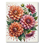 Vibrant Watercolored Dahlia Floral Arrangement Rug